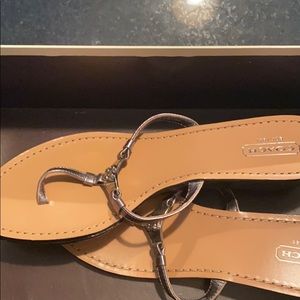 Brand new silver coach sandals